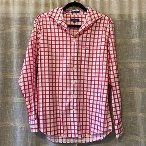 FACONNABLE Pink & White Gingham Classic Shirt SZ S